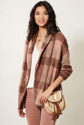 anthropologie plaid sweater coat