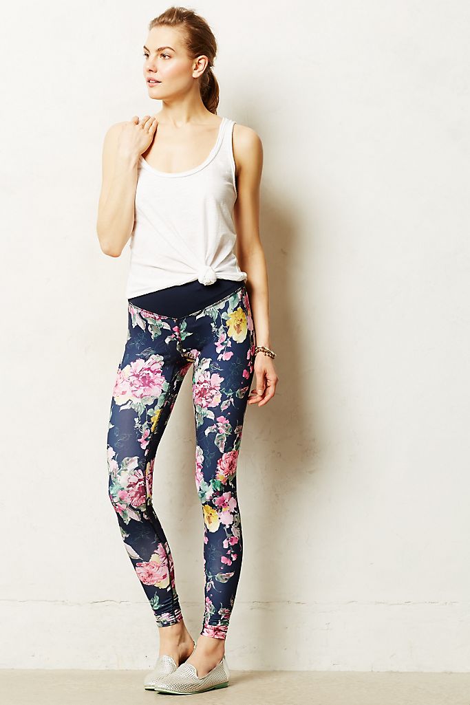 Pure + Good Ruched Floral Leggings | Anthropologie