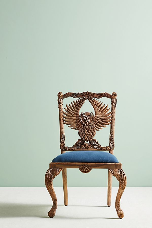 Slide View: 1: Handcarved Menagerie Owl Dining Chair