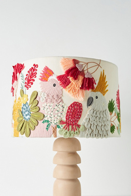 Embroidered Cockatoo Lamp Shade 