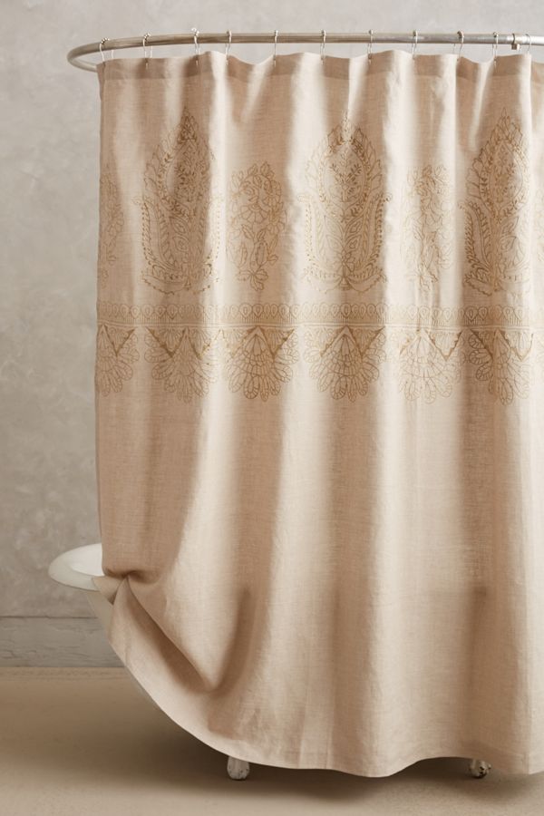 Embroidered Linen Shower Curtain Anthropologie