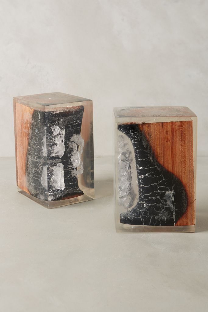 Charred Wood Bookends Anthropologie