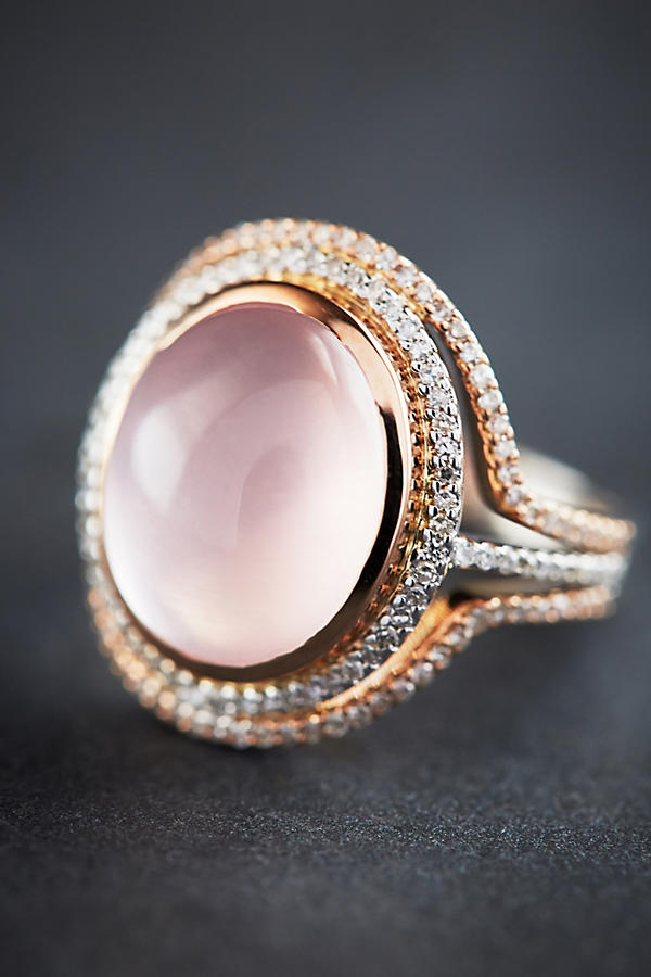 Vintage Rose Quartz Wedding Ring Wedding Rings Sets and