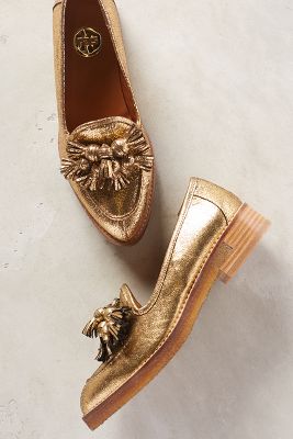 gold tassel loafers