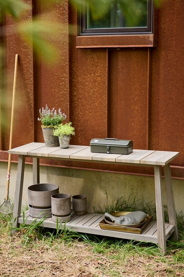 Slide View: 2: Vista Slatted Teak Console Table