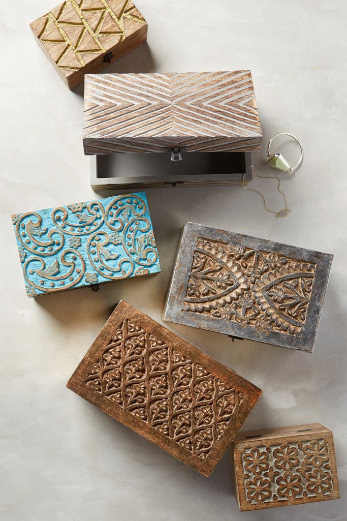 Carved Wood Jewelry Box Anthropologie