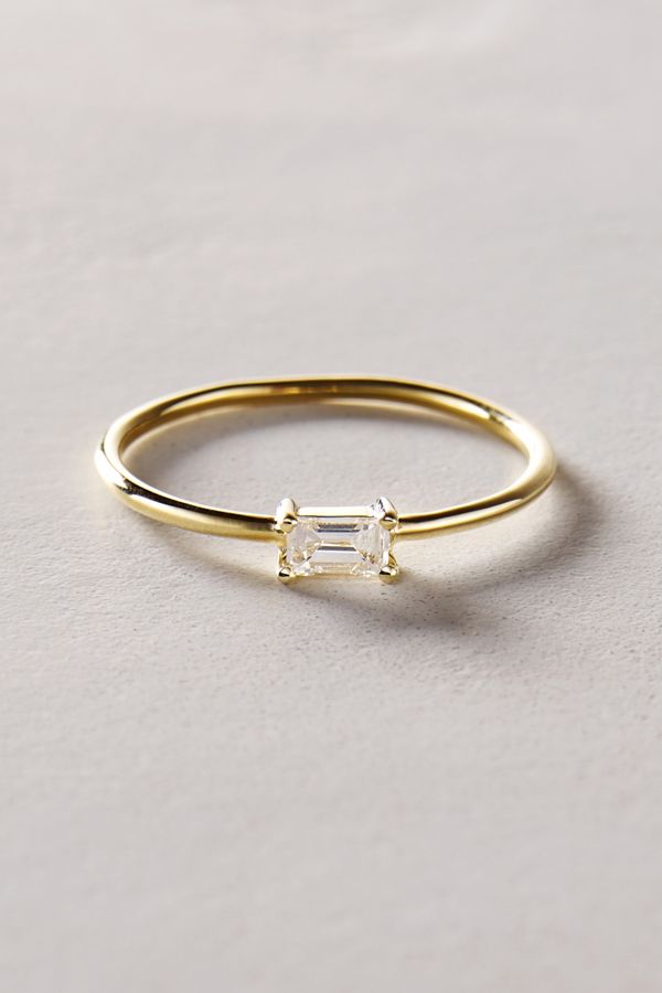Baguette Diamond Ring in 14k Yellow Gold Anthropologie