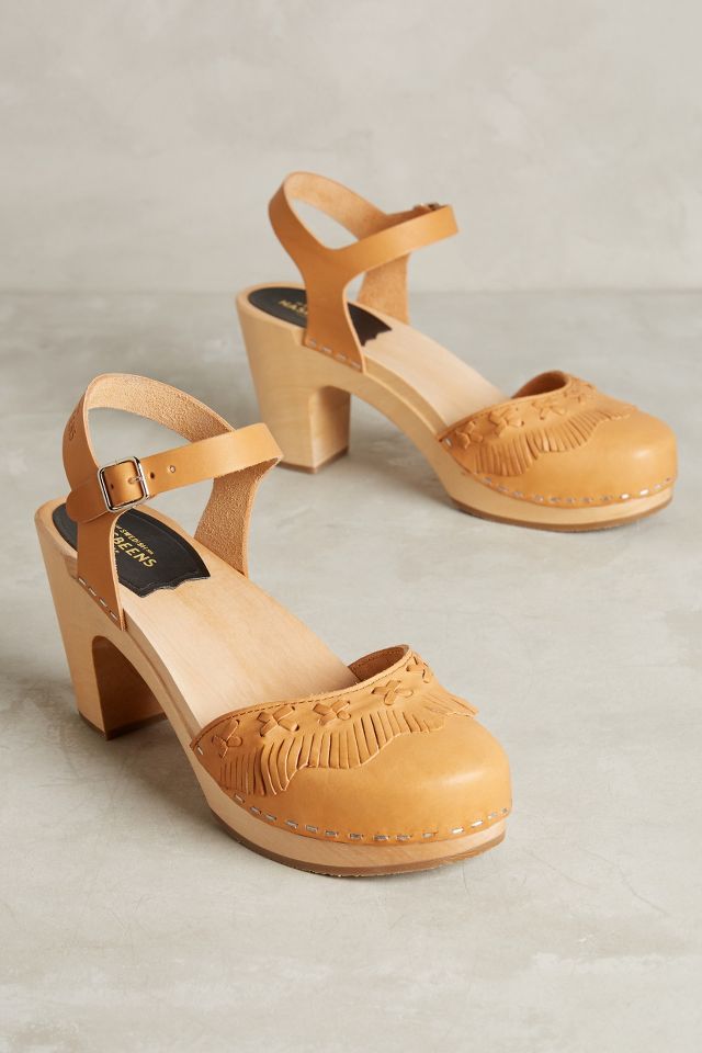 Swedish Hasbeens Fringy Clogs | Anthropologie