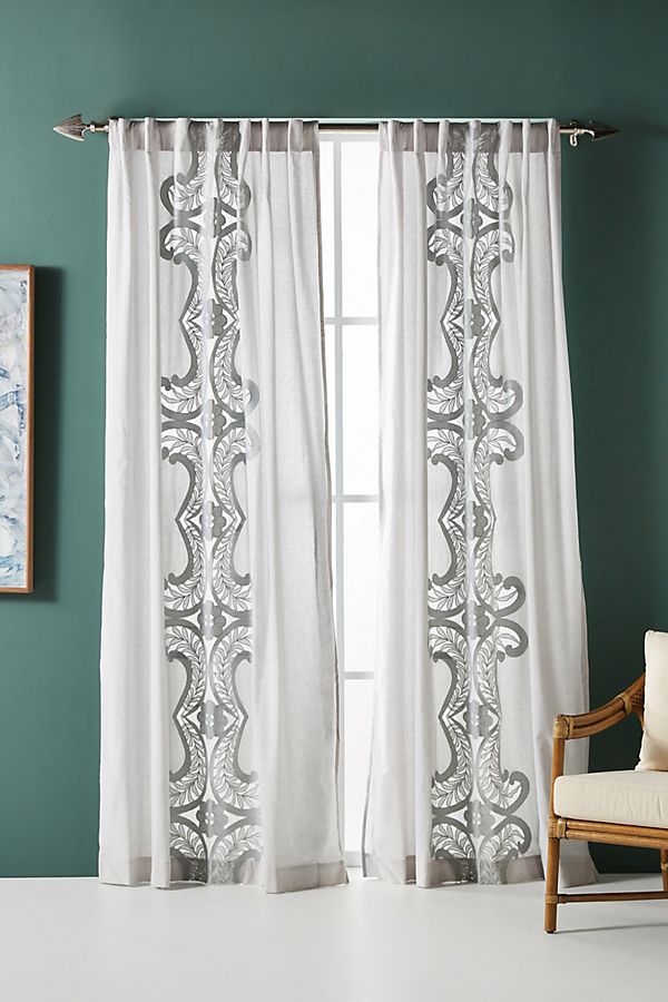 Slide View: 1: Embroidered Lacina Curtain