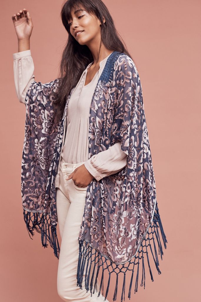 Crocheted Velvet Kimono Anthropologie