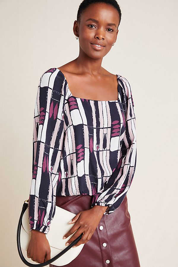 Slide View: 1: Eloise Abstract Blouse
