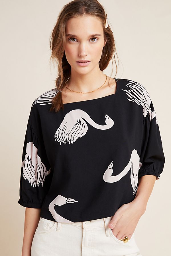 Slide View: 1: Swans Button-Back Blouse