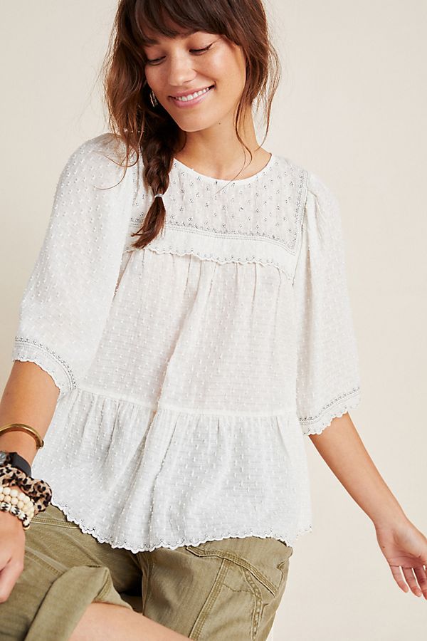 Slide View: 1: Raina Eyelet Babydoll Blouse