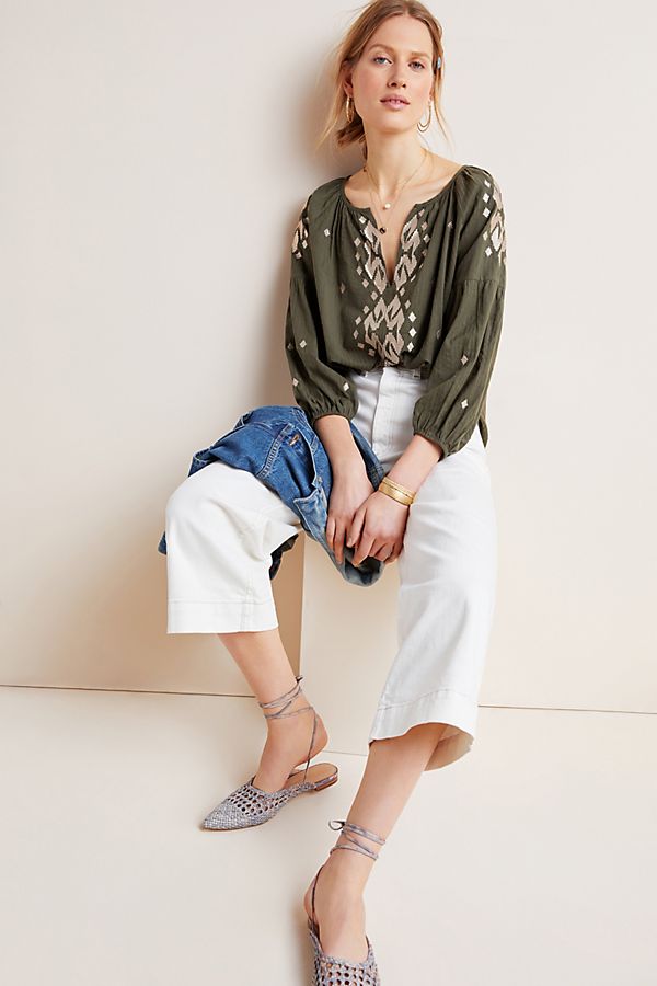Slide View: 1: Klara Embroidered Peasant Blouse