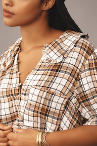 Slide View: 8: The Keira Collared Button-Front Blouse by Pilcro: Plaid Edition