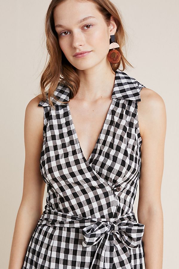 Slide View: 1: Gingham Wrap Blouse