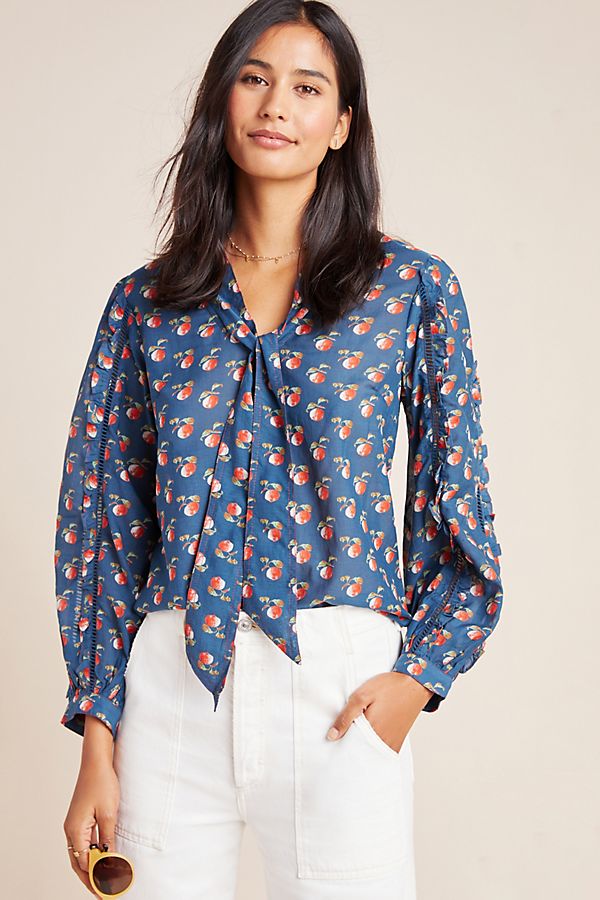 Slide View: 1: Talia Tie-Neck Blouse