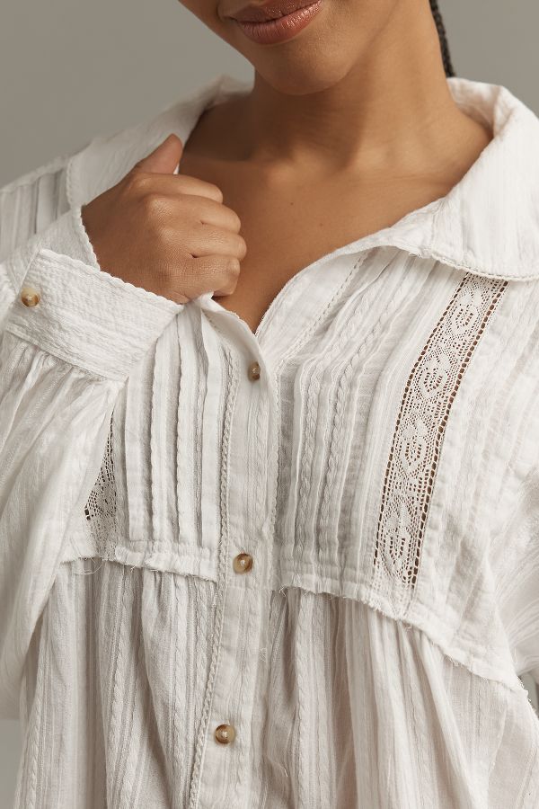 Slide View: 7: Pilcro Collared Pintuck Blouse