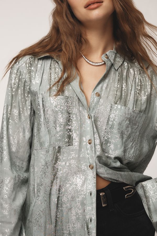 Slide View: 3: Pilcro Foil Shine Buttondown Shirt