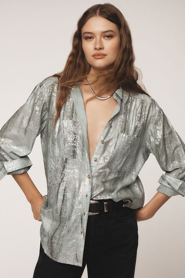 Slide View: 1: Pilcro Foil Shine Buttondown Shirt