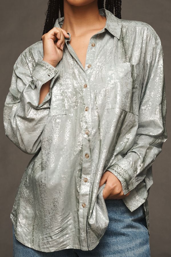 Slide View: 8: Pilcro Foil Shine Buttondown Shirt