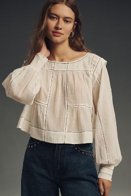 By Anthropologie Relaxed Long-Sleeve Swing Blouse