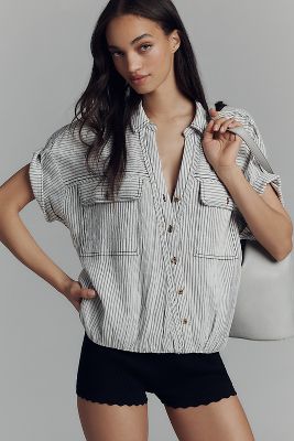 Pilcro Short-Sleeve Breezy Bubble Blouse