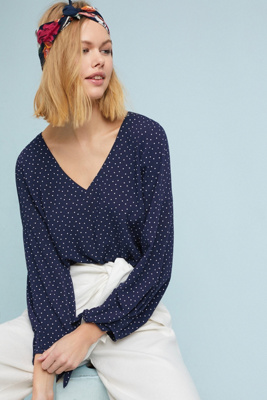 anthropologie polka dot top