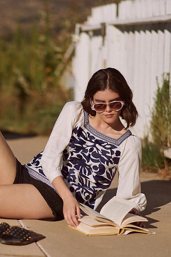 Slide View: 1: Liyah Embroidered Blouse