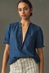 Thumbnail View 1: Aly Puff-Sleeve Blouse by Pilcro: Chambray Edition