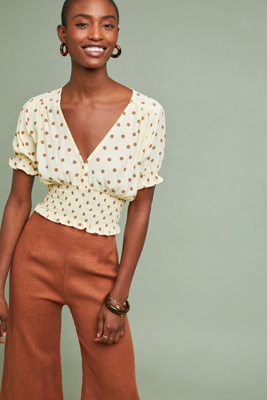 anthropologie polka dot top