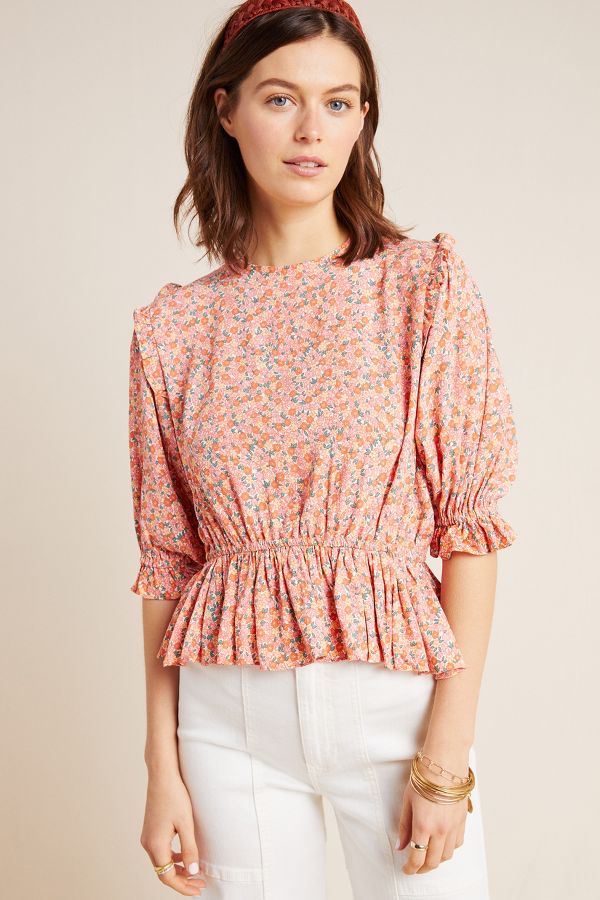 Faithfull The Brand Ditsy Peplum Blouse | Anthropologie UK