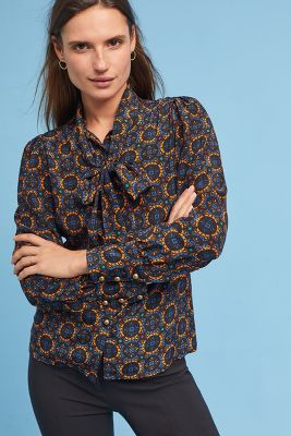 Tracy Reese Bow Silk Blouse | Anthropologie