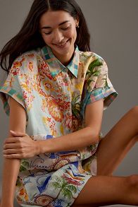 Slide View: 5: Kachel Linen Printed Short-Sleeve Shirt