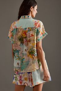 Slide View: 2: Kachel Linen Printed Short-Sleeve Shirt