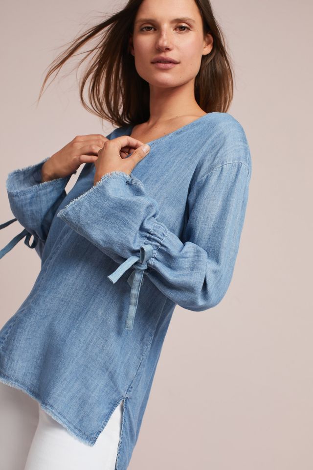 Rails Chambray Bell-Sleeve Blouse | Anthropologie