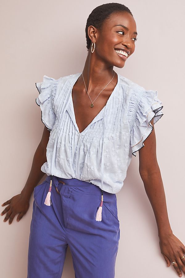 Slide View: 1: Veronica Flutter-Sleeved Top