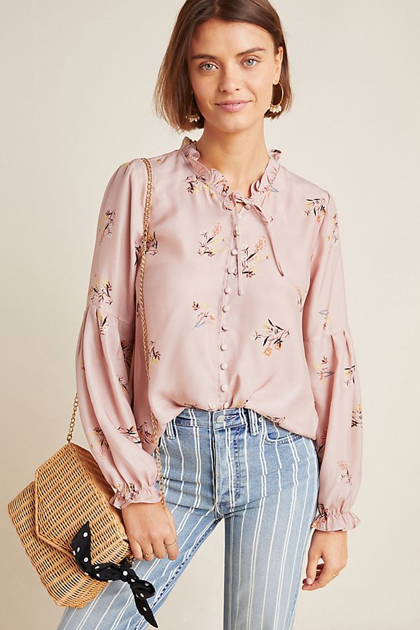 Slide View: 1: Antonia Floral Silk Blouse