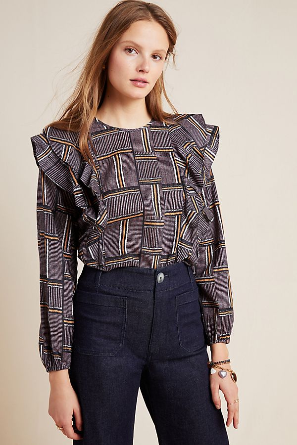 Slide View: 1: Dolan Left Coast Bea Ruffled Blouse