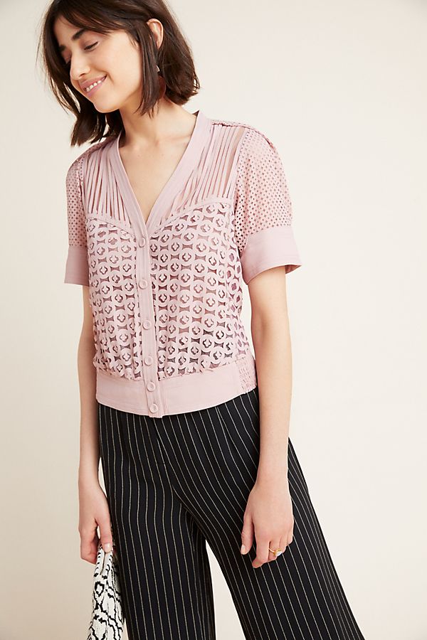 Slide View: 1: Byron Lars Laser-Cut Blouse