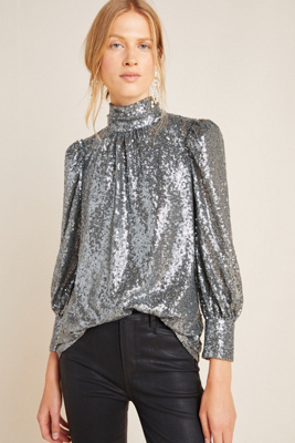 anthropologie sequin top