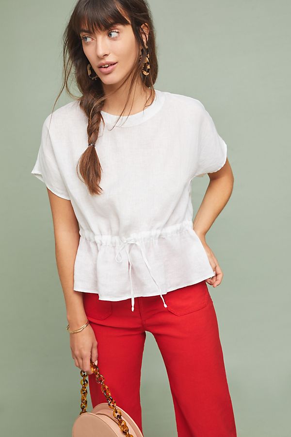 Slide View: 1: Cloth & Stone Waisted Linen Top