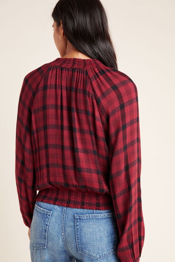 Slide View: 3: Cloth & Stone Sara Plaid Blouse