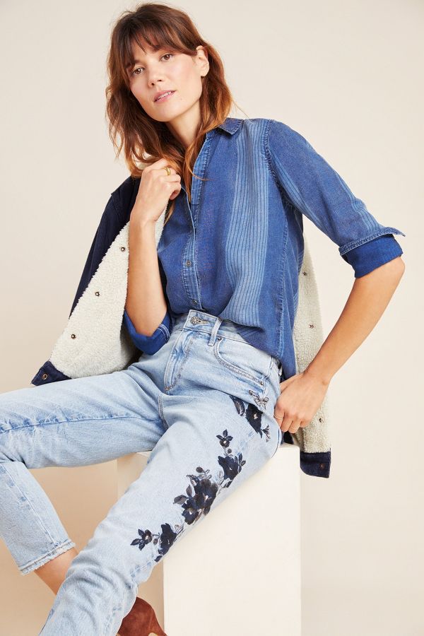 Cloth & Stone Chambray Striped Buttondown | Anthropologie