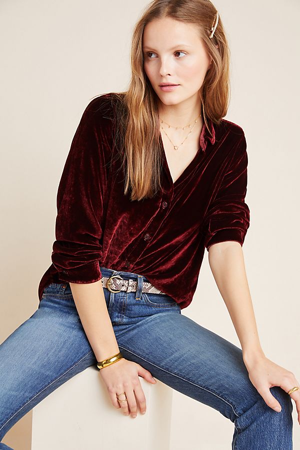 Slide View: 1: Cloth & Stone Sinead Velvet Buttondown