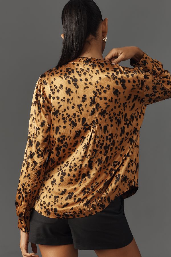 Slide View: 2: Cloth & Stone Animal Print Henley Top