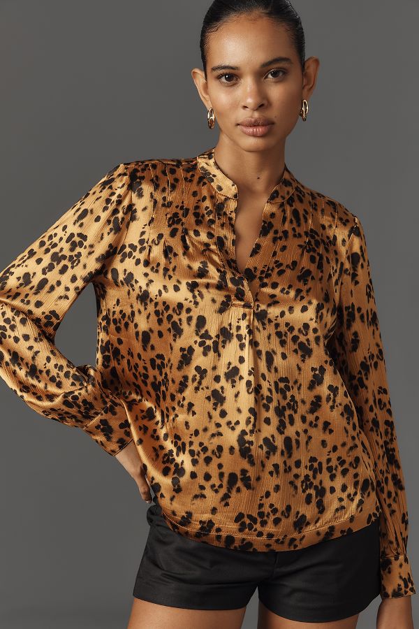 Slide View: 4: Cloth & Stone Animal Print Henley Top