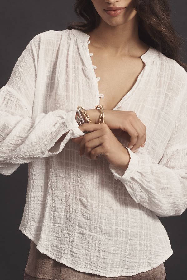 Slide View: 4: Cloth & Stone Long-Sleeve Textured Blouse