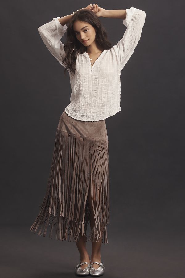 Slide View: 3: Cloth & Stone Long-Sleeve Textured Blouse