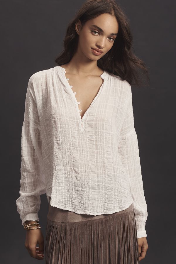 Slide View: 1: Cloth & Stone Long-Sleeve Textured Blouse